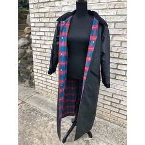 Vintage Black/plaid rain trench coat